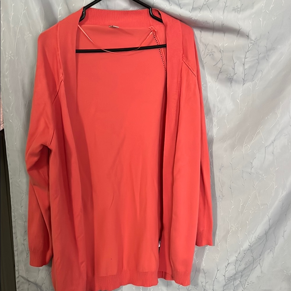 EUC-soyaconcept brand coral pink cardigan, soft and comfortable material size Lg